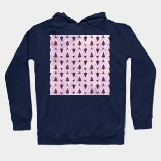 Pretty Plum Christmas Trees & Reindeer Pattern on Pink Peach Ombre Hoodie